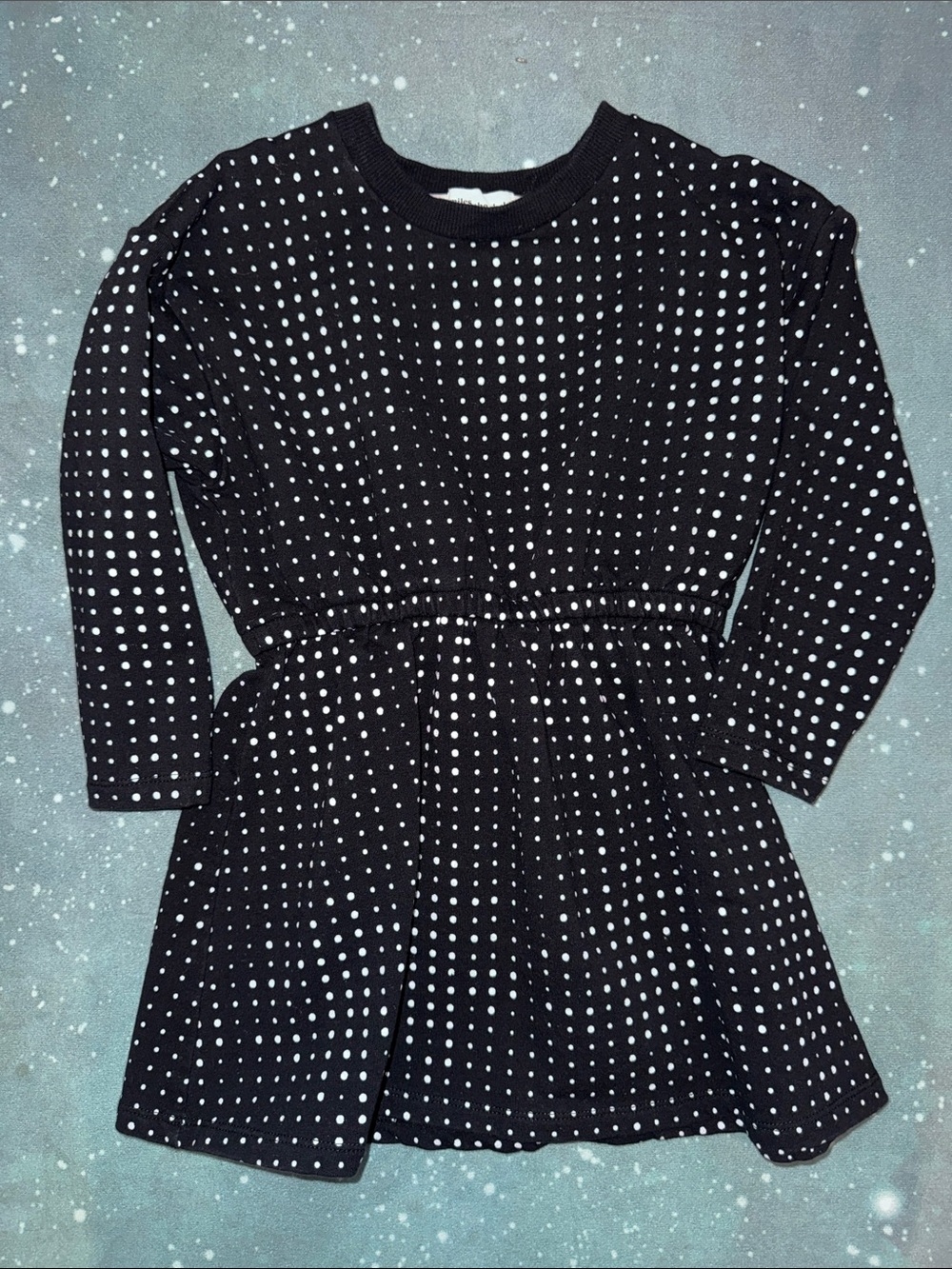 Miles the label Girls' Black Polka Dot Long-Sleeve Casual Dress 3t
